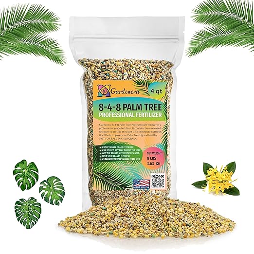 Premium 8-4-8 Professional Palm Tree Fertilizer Plant Food |Indoor Potted Plants and Outdoor Landscape Palm Trees | Quick-Release Nitrogen Fertilizer and Continuous Feeding (4 Quart)