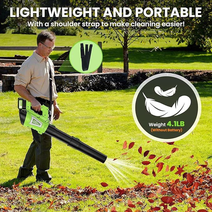 Leaf Blower Cordless, 750CFM 240+MPH Brushless Powerful Electric Leaf Blower with 2x4.0Ah Batteries & Fast Charger,Shoulder Strap,6-Speed Modes,Lightweight Leaf Blowers for Lawn Care Leaves Dust Snow