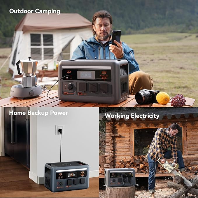OSCAL 1800W Solar Power Station PowerMax 1800SE, 1024Wh Expandable LiFePO4 Battery Generator with 3×1800W AC Outlets (3600W Peak), 800W AC Charging & 800W Solar Charging, APP Control Emergency