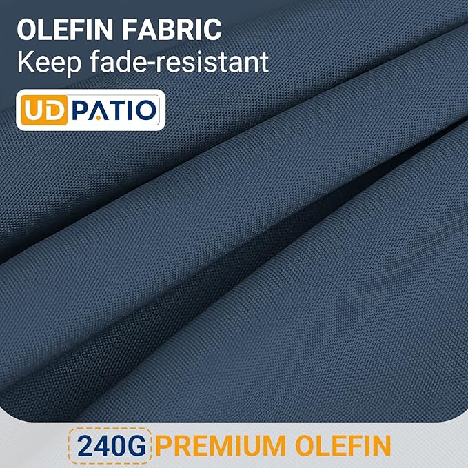 UDPATIO 8 Piece Aluminum Patio Furniture Set, Oversized Modern Outdoor Furniture Set with Olefin Fabric Cushion for Patio Deck Backyard, White/Navy(with Waterproof Covers)