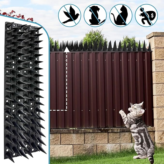 Bird Spikes,Black,12 Pack Bird Deterrents for Outside,Keep Raccoon Squirrel Pigeon Away,Fence Spike for Garden Patio