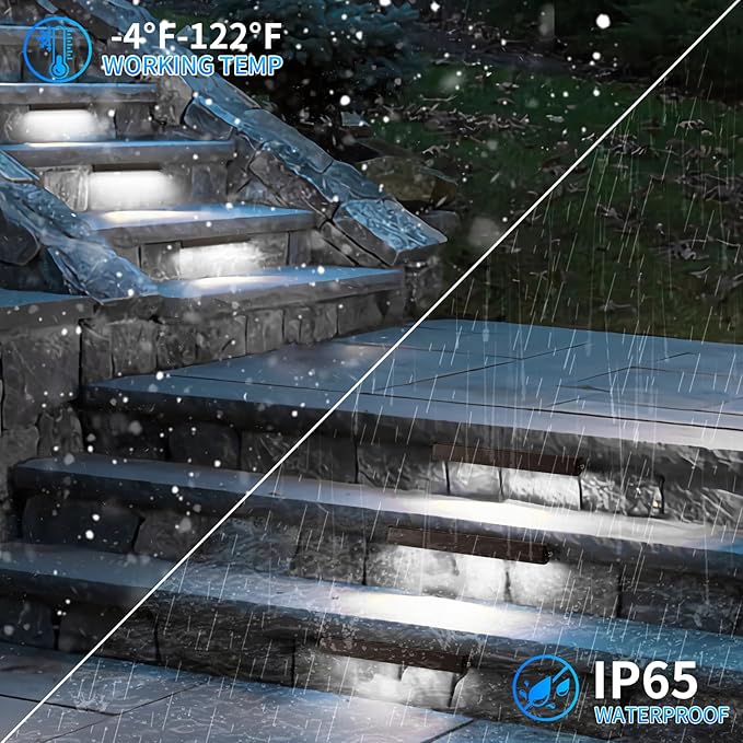 12-Packs 3W 7inch LED Hardscape Paver Lighting,12V AC/DC Low Voltage Retaining Wall Lights,Landscape Lighting,5000K Daylight White Outdoor Step Lights,50,000 Hours Lifespan