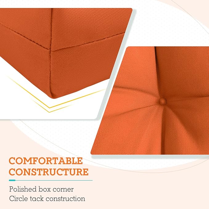 EAGLE PEAK Tufted Outdoor/Indoor High Back Patio Chair Cushions, Set of 2, 46'' x 22'', Burnt Orange