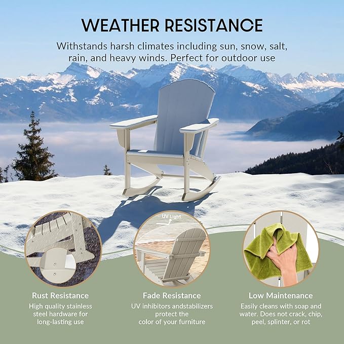WestinTrends Malibu Outdoor/Patio Poly Adirondack Rocking Chair, Sand