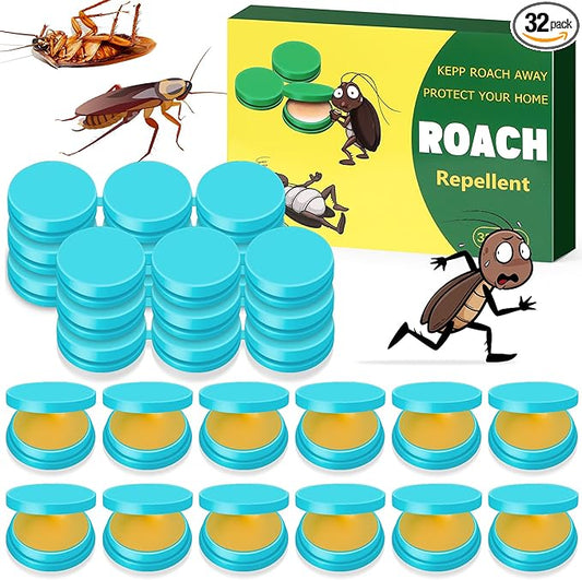 32 Pack Cockroach Gel Bait & Roach Repellent Use for Home, Quick Elimination of Indoor Roach Nests, Easy to Use & No Mess Cockroach Deterrent Indoor for Kitchen Home RV