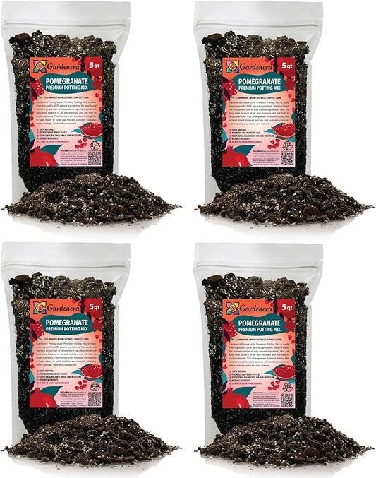 Gardenera Premium Pomegranate Potting Soil Mix - Ideal Nutrient Blend for Growing Robust, Flavorful, and Bountiful Pomegranate Trees - 1 Quart