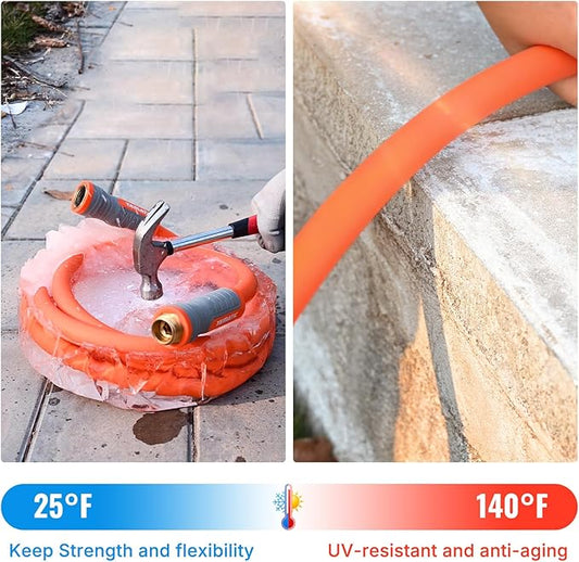 YAMATIC Heavy Duty Garden Hose 5/8 in x 60 ft with Swivel Fitting, Super Flexible Water Hose, All-weather, Lightweight, Burst 600 PSI
