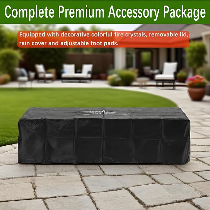 55"×23" Tabletop Propane Fire Pits,50000BTU Outdoor Firepit Table Suitable for Outdoor, Patio, Balcony,Three Height Adjust