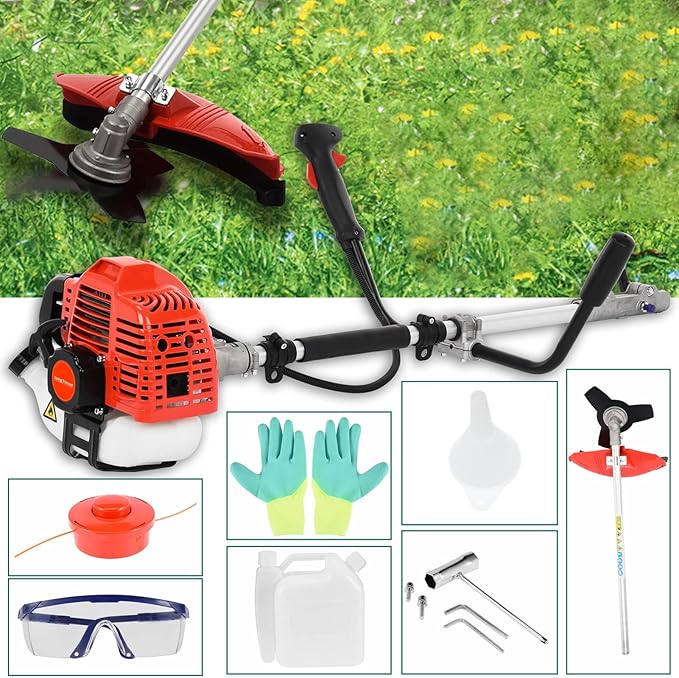Weed Eater Gas Powered, 52cc 2-Stroke Gas String Trimmer, 2 in 1 Gas Weed Trimmer Multi-Functional Trimming Tool for Lawn Garden Care Trimming