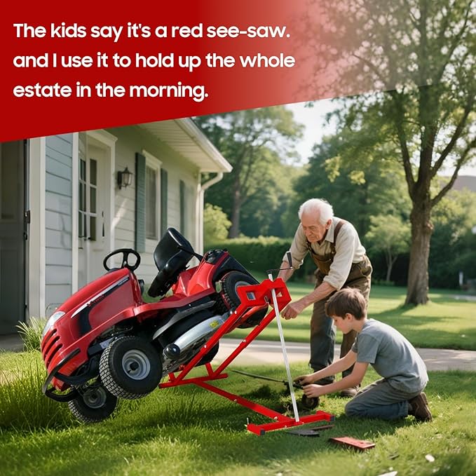 Lawn Mower Lift,Lawn Mower Jack Lift for Riding Mowers,Easy to Install, Safe and Stable.Ridding Mower Lift with telescoping Feature Holds up to 1200 lbs, Rust-Resistant Finish. (Classic Red)