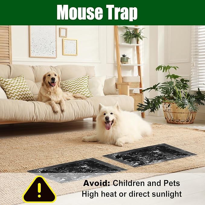 Qualirey 8 Pcs Large Sticky Mouse Glue Traps Black Sticky Rat Trap That Work for Rats Roaches Rodents Heavy Duty Pre Baited Mats Indoor Outdoor Catch Pest (11.8 x 11 Inch)