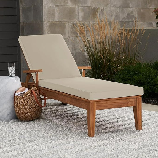 Chaise Lounge Cushions Outdoor - Waterproof and Fade Resistant Sun Lounger Replacement Cushions - Patio Lounger Pads with Removable Cover for Pool, Deck, Lawn, 80 x 26 x 3 Inch, Cream