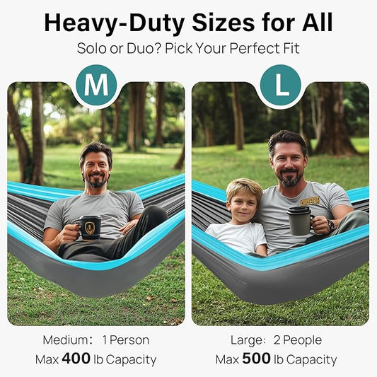 Kootek Camping Hammock, Portable Hammocks with Tree Straps & Attached Carry Bag, Camping Essentials Gear, Perfect for Outside Indoor Hiking Beach Backpack Travel