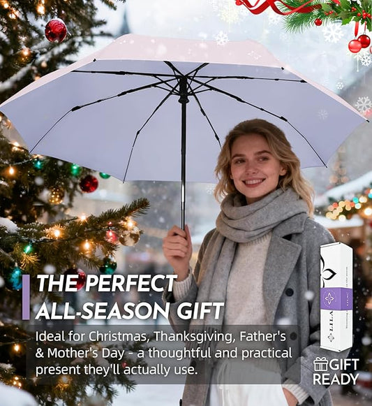 UV Travel Umbrella for Sun Protection & Rain, Compact Windproof Folding, Refined craftsmanship, Auto Open/Close, 43" Canopy with color coating, UPF 100+ UV Blocking, TSA Approved