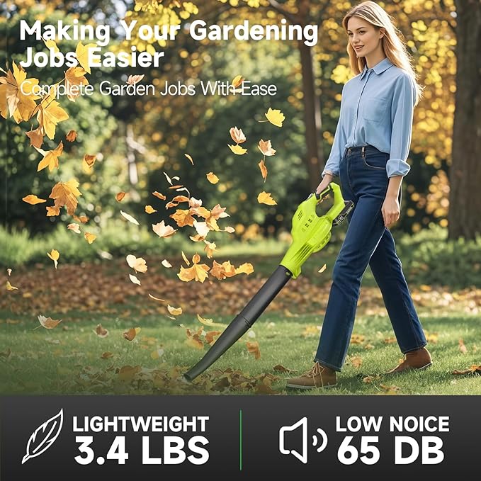 Leaf Blower Cordless with 2X 4.0Ah Batteries and Charger, 150MPH/180CFM Lightweight Cordless Blower, 3 Speeds Small Electric Leaf Blowers for Lawn Care, Patio, Yard, Leaves, Grass and Snow