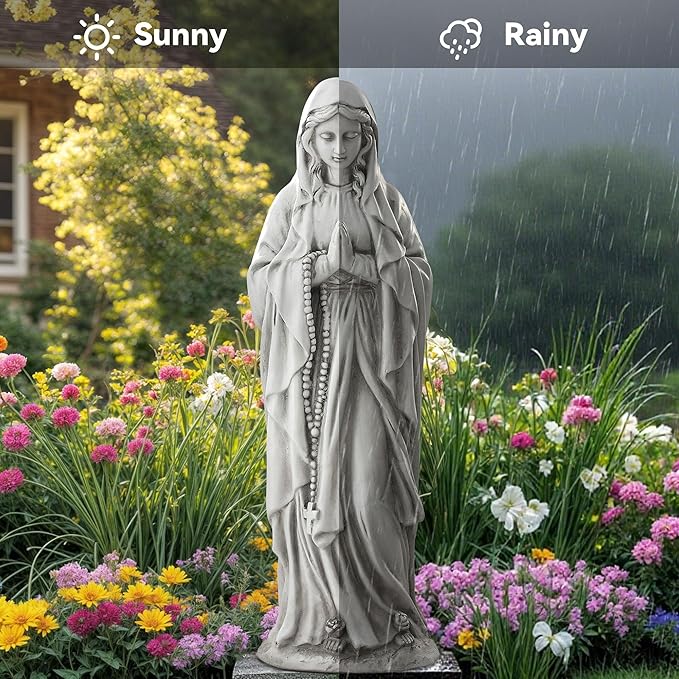 Ultym Virgin Mary Praying Statue, Large 30" Outdoor Religious Garden Statue, Blessed Mother Mary Statues Catholic, Durable Weather MGO Stone Sculptures Decorations for Home,Yard,Patio,Forch