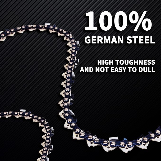 E & S 3 Pack 8 Inch Chainsaw Chain 3/8" LP Pitch .043" Gauge 33 Drive Links Semi-Chisel Chain Saw Chains for Husqvarna, Poulan, Craftsman, Greenworks and More Chainsaw Brands