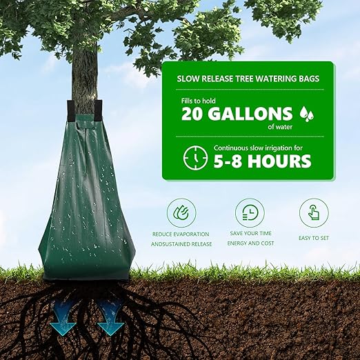 3 Pack Tree Watering Bags 20 Gallon – Slow Release Drip Irrigation for Trees, PVC Tree Watering Bag for New & Established Trees, Deep Watering in 5–8 Hours, Ideal for Fruit Trees & Young Saplings