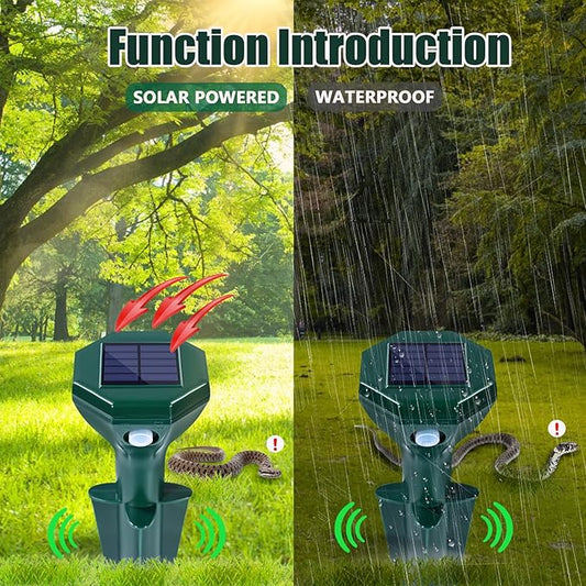 4 Pack-Solar Mole Repeller - Sonic Mole Repeller - Snake Repellent for Yard and Lawn Garden - Mole Repeller - Waterproof Ultrasonic Pest Control Outdoor Keep Mole Away from Yard Lawn (4)