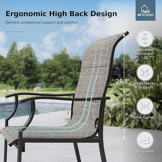 MFSTUDIO 9 PCS Patio Dining Set with 1 Expandable Table and 8 Padded Outdoor Dining Chair, Outdoor Table and Chairs, Patio Dining Set for 8
