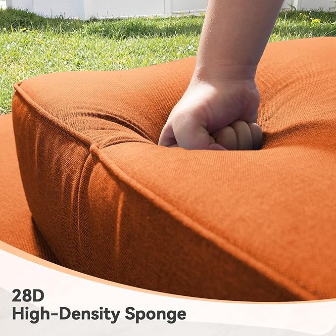 6" Thick Outdoor Cushions 22x24x6, 3-Set Deep Seat Patio Cushions with Removable Cover, Waterproof & Fade Resistant Replacement for Wicker Chair, Loveseat, Sofa - Orange