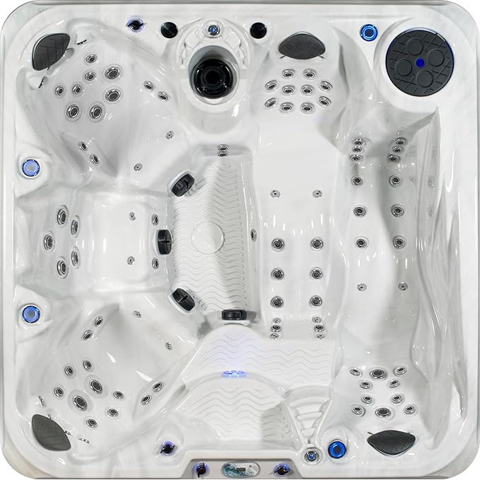 AquaLife Amplified™ 6-Person 100-Jet Acrylic Double Lounger Hot Tub with Bluetooth Stereo, LED Lighting, Insulated Cover, Stainless Steel Heater and Ozonator