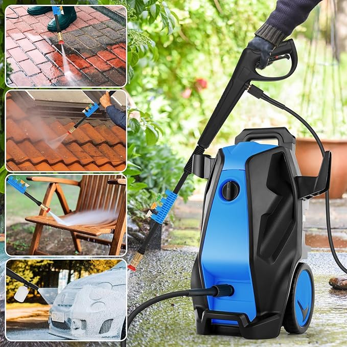 5000PSI 4.0GPM Heavy Duty Electric Pressure Washer with 33 FT Extension Hose, 4 Quick Connect Nozzles and Foam Cannon for Cars/Fences/Driveways/Patios/Home Cleaning, Blue