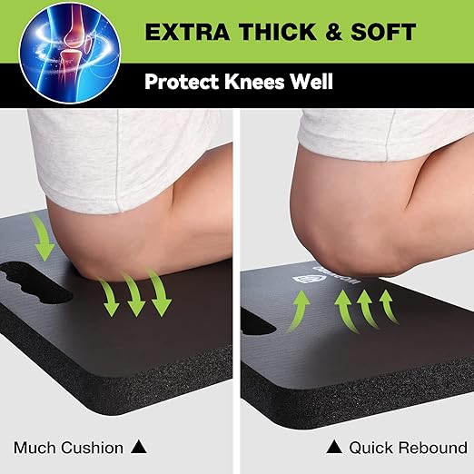 WORKPRO Extra Thick Kneeling Pad, 2-Pack, Soft Foam Cushioning for Knee, Large Foam Kneeler Mat for Gardening, Bathing Baby, Workout Supplies, 17.5 x 11 x 1.5 in, Black