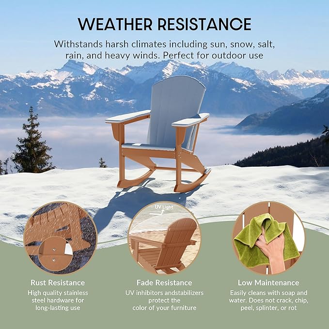 WestinTrends Malibu Outdoor/Patio Poly Adirondack Rocking Chair, Teak