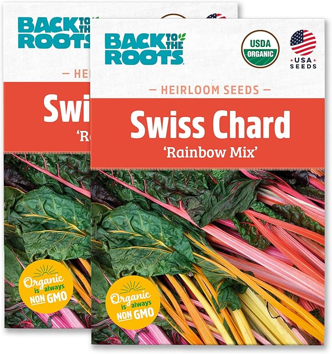 Back to The Roots 100% Organic Heirloom Seeds - Five Color Silverbeet Swiss Chard Value Pack (420mg Total)