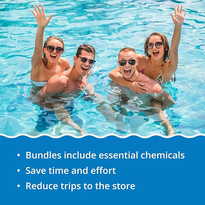 In The Swim Chlorine and Shock Bundle for Sanitizing Swimming Pools – Includes 50 Pound Bucket of 4-Inch Chlorine Sticks and 24 x 1 Pound Bags of 68% Cal-Hypo Pool Shock