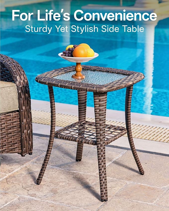 5-Piece Patio Furniture Set with 6-Inch Thick Cushions, High Back Outdoor Arm Chairs and Table, All-Weather Conversation Set for Porch, Deck, Balcony, Yard in Beige