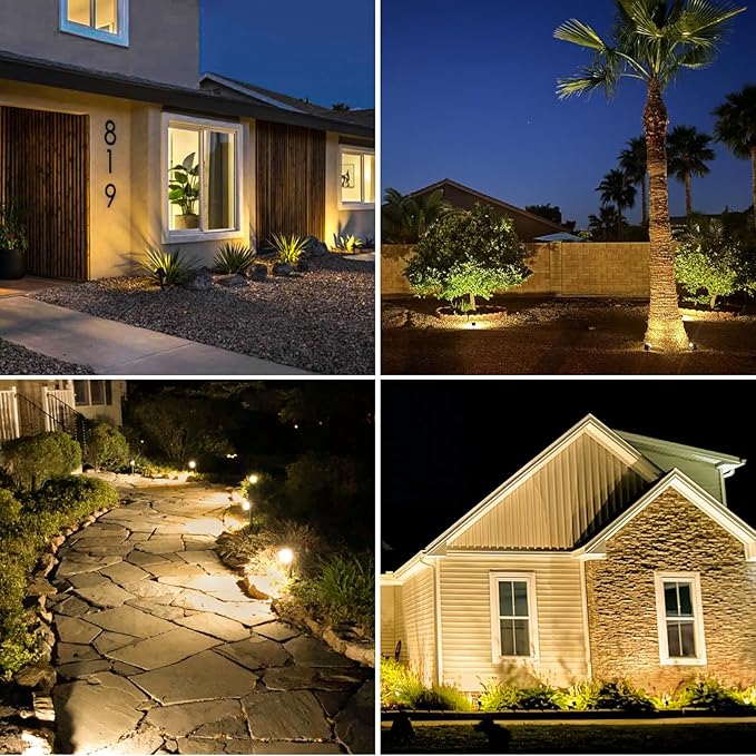 MinPea 8 Pack Solar Spot Lights Outdoor, 2-in-1 Solar Lights Outdoor Waterproof IP65, Solar Powered Landscape Spotlights 3 Modes for Yard Garden Pathway Driveway Tree(Warm White)