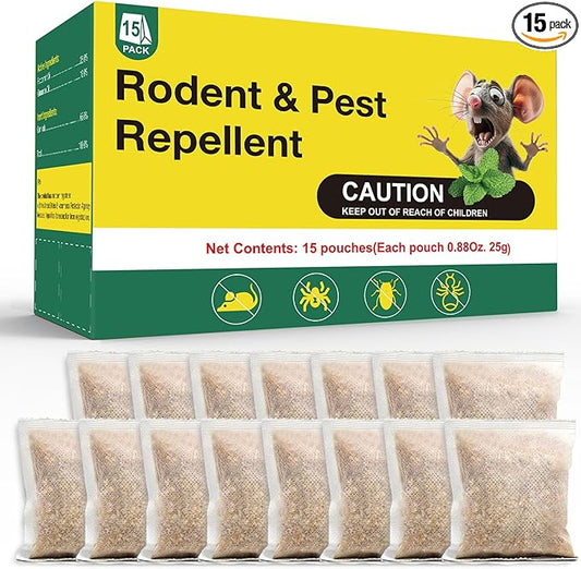 15PCS Mice Repellent Pouches, Natural Ingredients, Safe for Kids and Pets