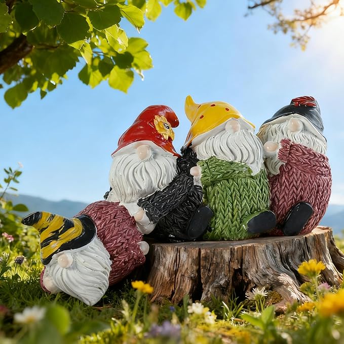 Brizoria Christmas Stacked Gnome Resin Figurine - Hand-Painted Holiday Decor, Patio Garden Yard & Indoor Desktop Living Room Accents, Ideal Gift for Mom, Dad & Friends