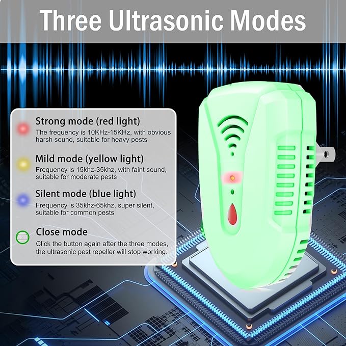 2025 Upgraded Version Ultrasonic Pest Repeller 6 Pack, Mouse Repellent Indoor Plug in, Insect Ultrasonic Repellent for Bugs Roach Insect Mice Spider Mouse Mosquito Ant, 3 Mode Switching (7 Pack)