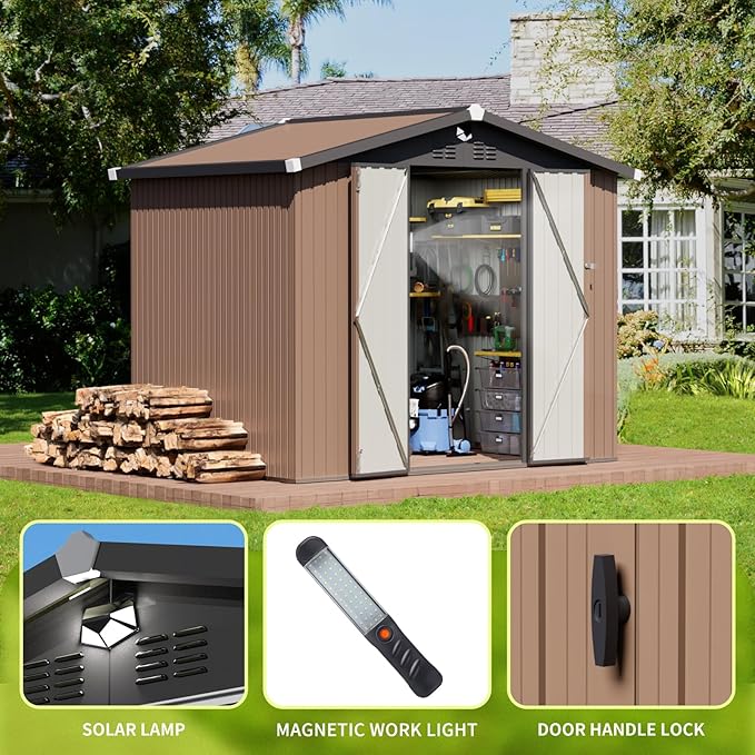Metal Storage Shed,Outdoor Storage Building 8x6,Large Backyard Shed with Lockable Door,Waterproof Outside Storage Shed