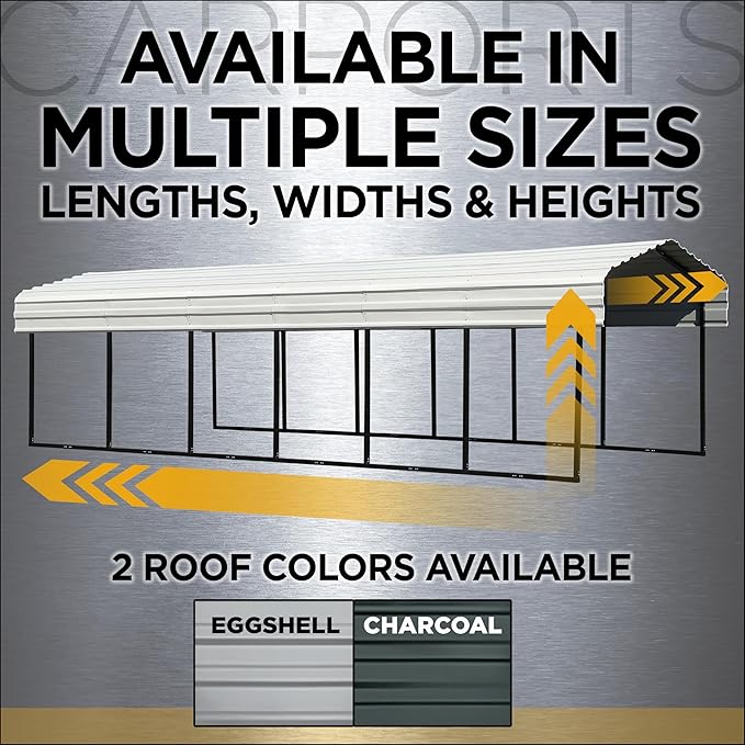 Arrow Carports Galvanized Steel Carport, RV Metal Carport Kit, 14' x 42' x 14', Charcoal
