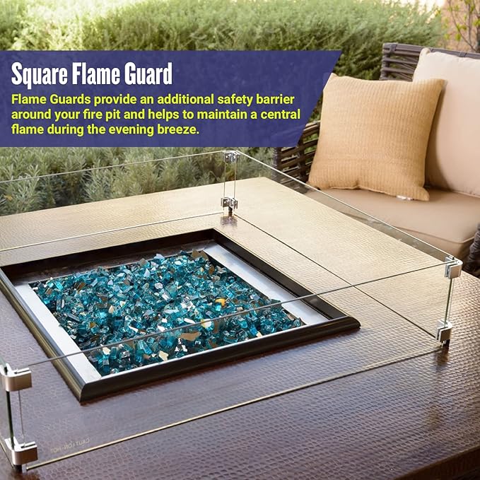 29.5" X 29.5" x 6” Square Glass Flame Guard