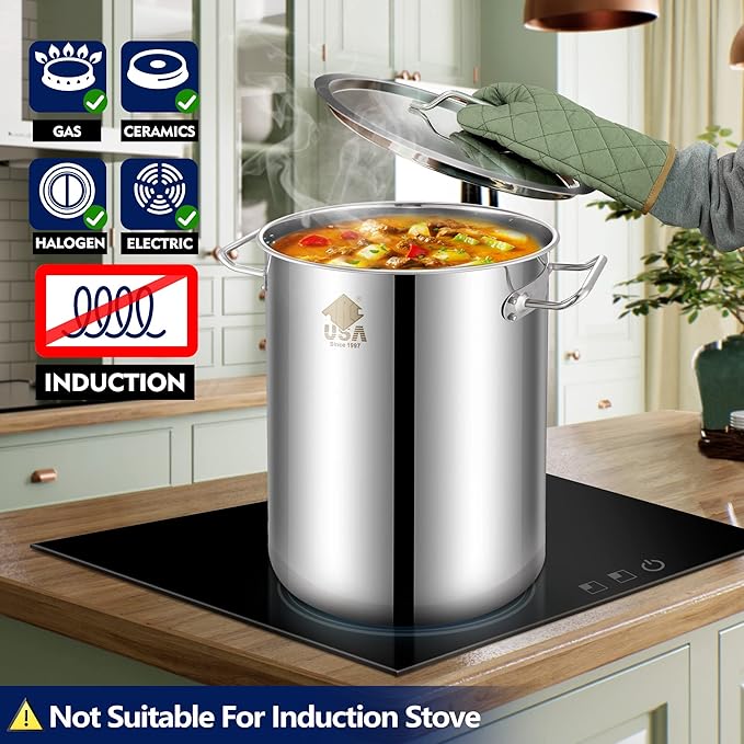 ARC 32QT Stainless Steel Turkey Fryer Pot and Burner Kit,Propane Burners for Outdoor Cooking, Tamale Steamer Pot with basket, and steamer rack. Great for Seafood boil, Crawfish Boil, Home Brewing