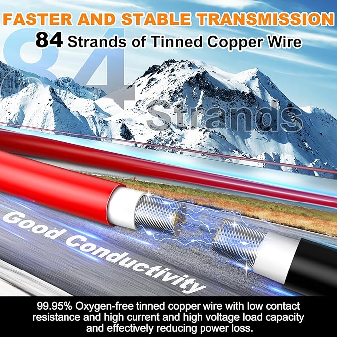 Oududianzi 2x50 Feet Solar Panel Wire, 10AWG Solar Wire H1Z2Z2-K Tinned Copper Solar Extension Cable for Photovoltaic Solar System, Automotive RVs, Boats (50FT Red + 50FT Black)