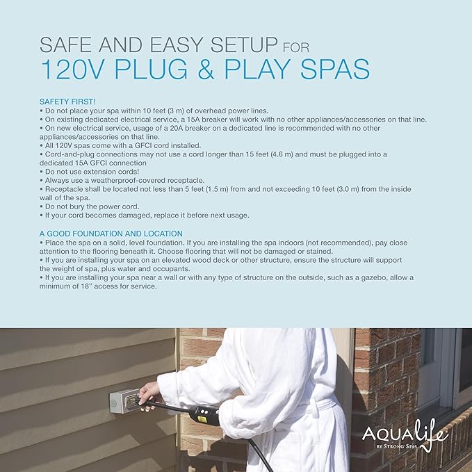 Aqualife Current Outdoor Hot Tub, Free Extras, Fits 4-Adults, Plug and Play Spa, Free Cover Included, Made in USA