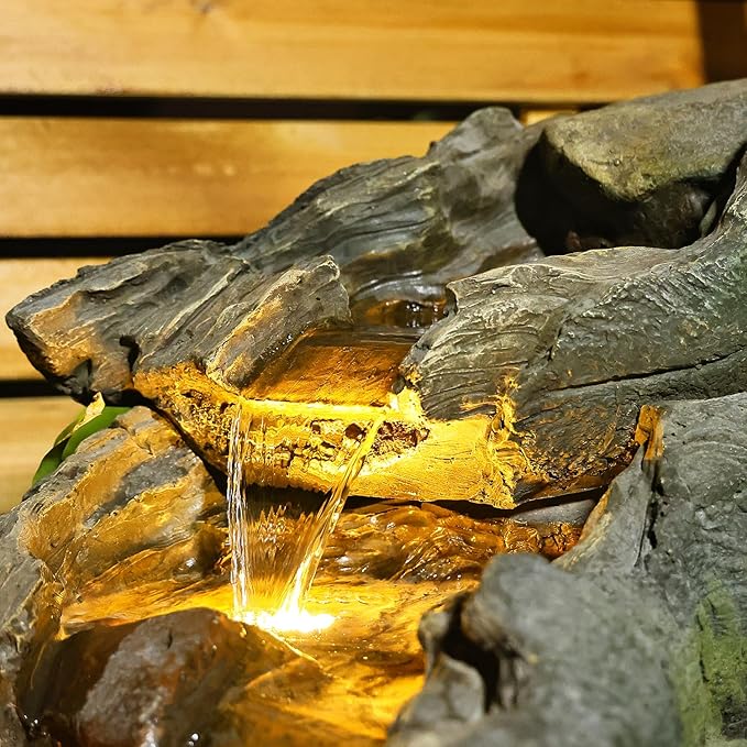 Bumilgar 42.1 Inches Garden Outdoor Water Fountain - Mutiply Tiered Cascading Fountains Outdoor Decor with LED Lights and Pumps for Garden, Patio, Porch, Backyard, Deck, Pond and Home Art Decor