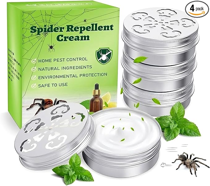 4 Pack Spider Repellent Indoor for Car Engines, Peppermint Oil, Naturally Spider Killer and No-Toxic Stay Away Spider Traps Indoor, Rat, Roach, Mosquito, Bugs & Other Pest Stay Away Spider Spray