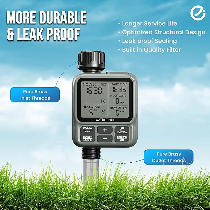 Water Timer for Garden Hose - Programmable Sprinkler Timer | Water Hose Timers with Automatic, Manual and Rain Delay Mode | Watering Timers for Garden, Lawns, Greenhouses, Backyard