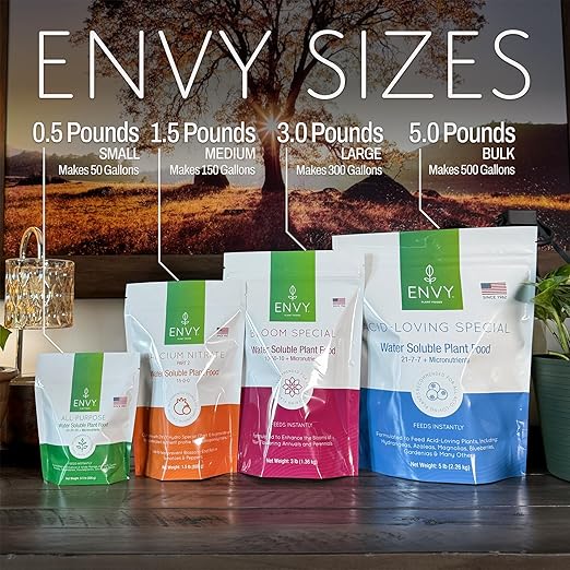 ENVY All-Purpose Plant Fertilizer, 3 Pound - Makes 300 Gallons, for Indoor and Outdoor Plants, Pet Safe, Water Soluble, Made in USA