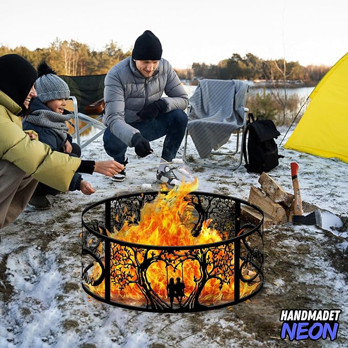Personalized Heart Infinity Fire Pit Ring 360 Degree, Custom Name Metal Outdoor Campfire Pits, Fireplace, Bonfire, BBQ Garden Decor, Romantic Wedding Gifts for Couples, Soulmate