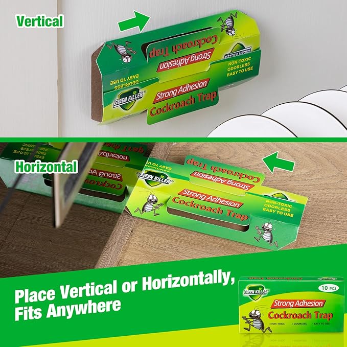 Qualirey Roach Killer Indoor Sticky Roach Traps Glue Cockroach Killer Infestation Home Cockroach Trap for Indoor Home Pest Bug Insect Control 8.66 x 7.6 Inch(80 Pcs)