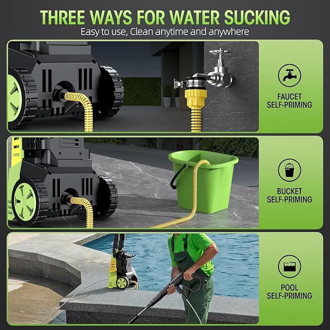 Duede Electric High Pressure Washer - Portable Washer with 23 FT Water Outlet & 6.6 FT Inlet Hose, Steel Spray Wand, Foam-Adjustable Cannon, 4 Nozzle Set, Cleans Car/Patio/Fence/Window, 3800PSI 2.4GPM