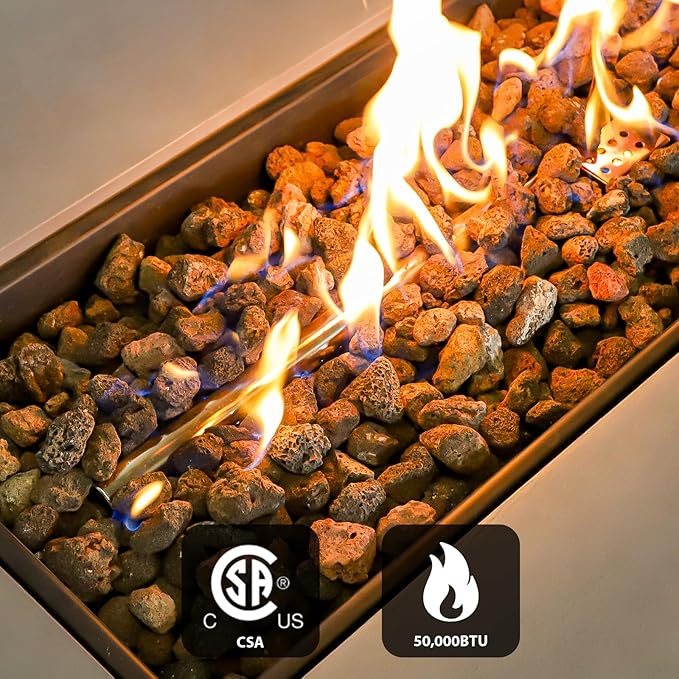 42inch Rectangular Fire Pit Table with Propane Tank Cover, Concrete Fire Table Outdoor CSA Certified 50,000 BTU Gas Firepits for Outside Patio Backyard Deck Garden, Grey